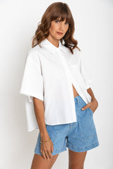 Cameron Cotton Shirt - White - The Self Styler