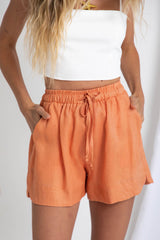 Luna Linen Shorts - Orange Peach - The Self Styler