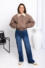Demi Bomber Jacket - Taupe - The Self Styler