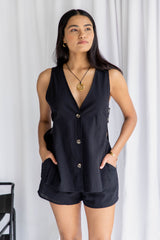 Sawyer Cut Out Vest Top - Black - The Self Styler