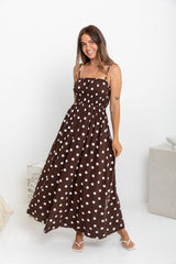 Belle Polka Dot Maxi Dress - Chocolate and White - The Self Styler