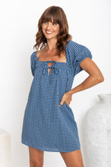 Sage Mini Dress - Blue Gingham - The Self Styler