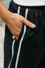 Luna Wide-Leg Stripe Pants - Black - The Self Styler