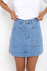 Heidi Denim Mini Skirt - Light Wash - The Self Styler - The Self Styler
