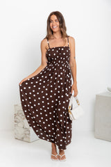 Belle Polka Dot Maxi Dress - Chocolate and White - The Self Styler