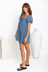 Sage Mini Dress - Blue Gingham - The Self Styler