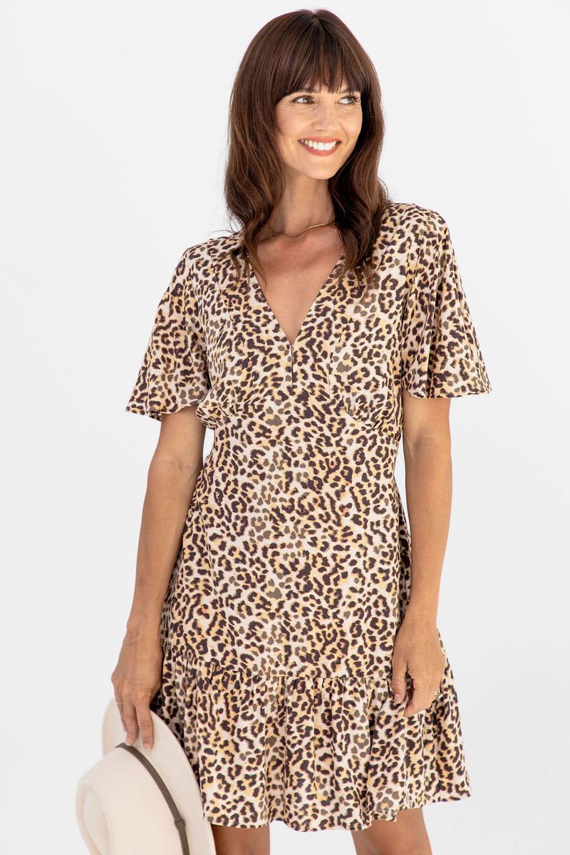 Leah Mini Dress - Leopard Print - The Self Styler
