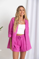 Luna Linen Shorts - Fucshia - The Self Styler