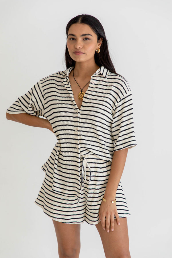 Felicity Knit Shirt - Stripe - The Self Styler