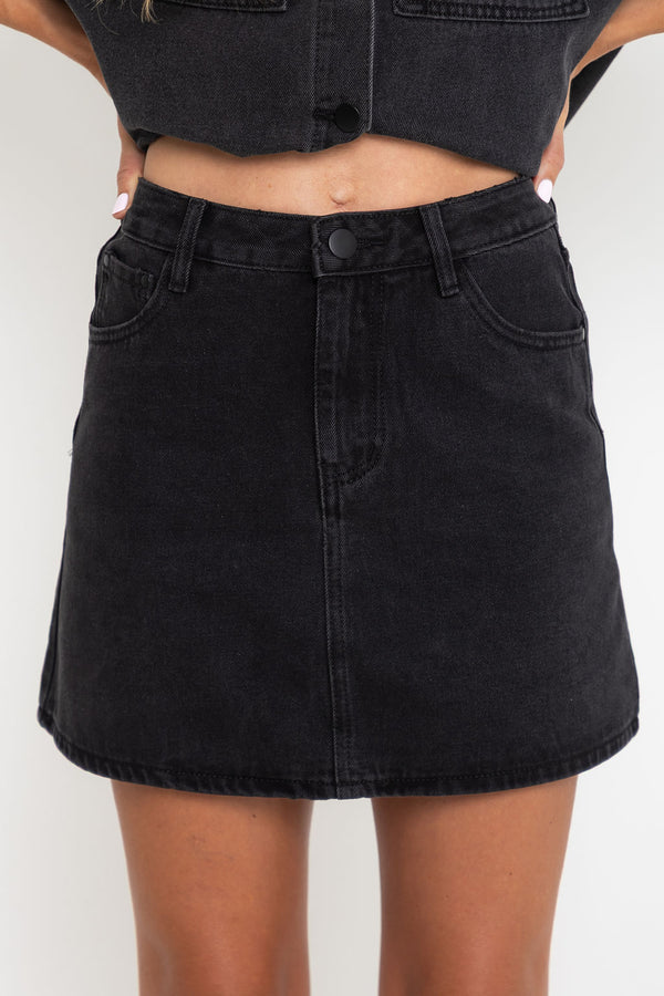 Dylan Denim Mini Skirt - Black