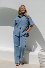 Juno Oversized Denim Shirt - Light Wash - The Self Styler