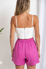 Luna Linen Shorts - Fucshia - The Self Styler