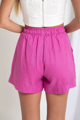 Luna Linen Shorts - Fucshia - The Self Styler