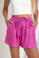 Luna Linen Shorts - Fucshia - The Self Styler