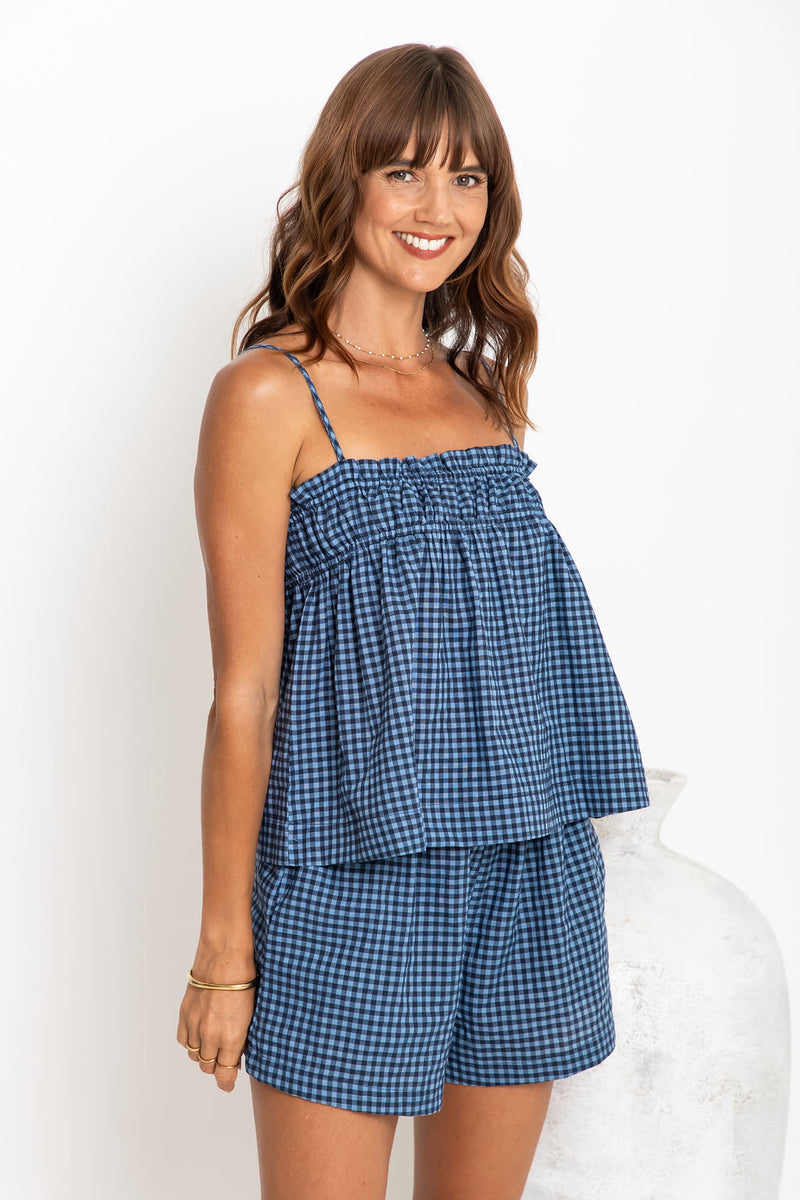 Wren Shorts - Blue Gingham - The Self Styler