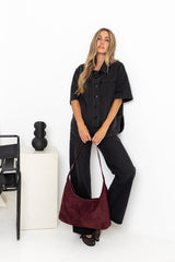 Wren Slouchy Suede Bag - Burgundy Wine - The Self Styler