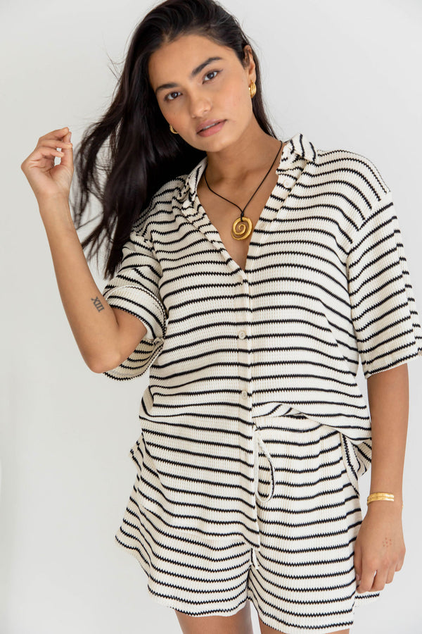 Felicity Knit Shirt - Stripe - The Self Styler