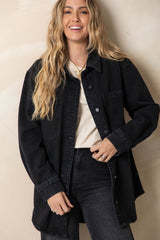 Phoenix Longline Relaxed-Fit Denim Jacket - Black Wash - The Self Styler - The Self Styler