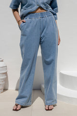 Nixon Wide-Leg Denim Pants - Light Wash - The Self Styler