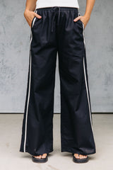 Luna Wide-Leg Stripe Pants - Black - The Self Styler