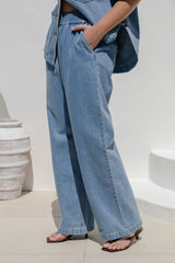 Nixon Wide-Leg Denim Pants - Light Wash - The Self Styler
