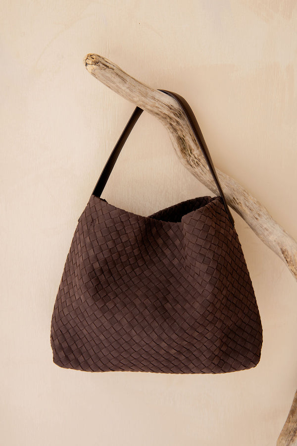 Asha Woven Tote Bag - Chocolate - The Self Styler