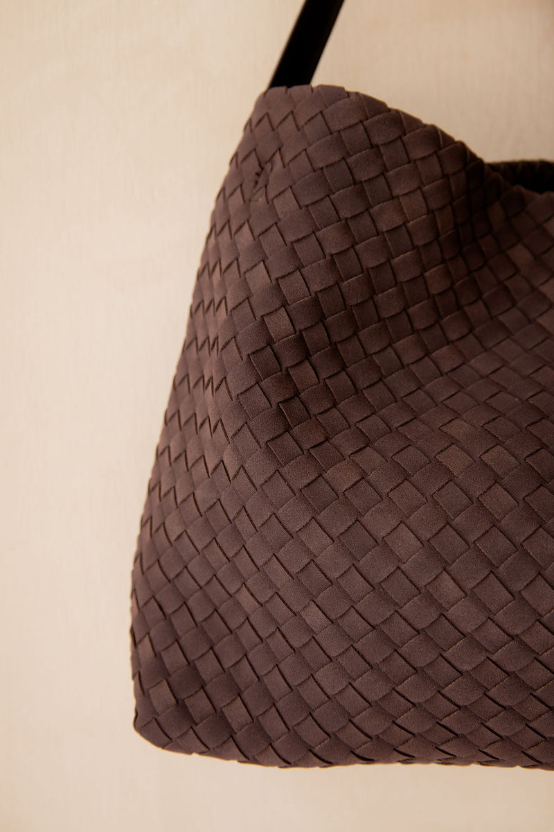 Asha Woven Tote Bag - Chocolate - The Self Styler