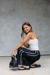 Luna Wide-Leg Stripe Pants - Black - The Self Styler