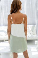 Tilly Mini Dress - White and Green - The Self Styler
