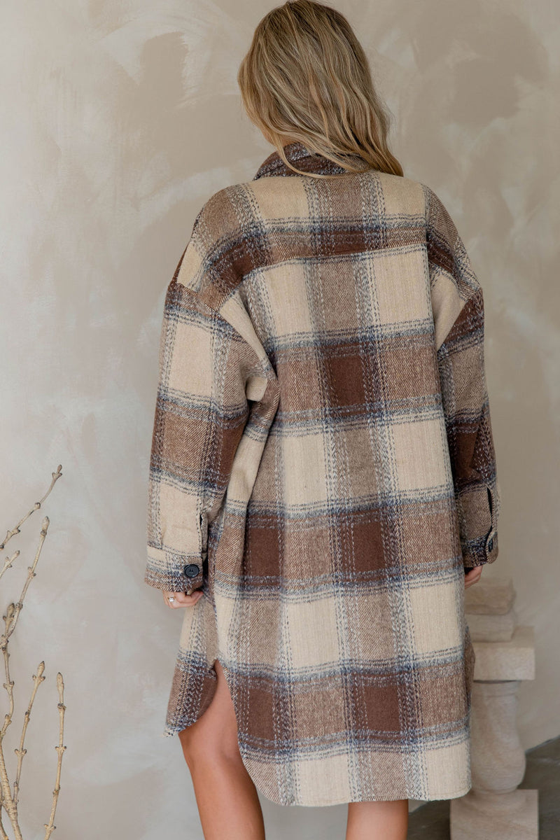 1 *2025* Camilla Longline Shacket - Brown Plaid - The Self Styler