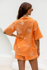 Senorita Shirt - Margarita Print - Orange - The Self Styler
