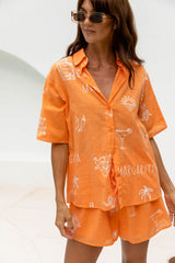 Senorita Shirt - Margarita Print - Orange - The Self Styler