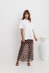 Evie Polka Dot Maxi Skirt - Chocolate and White - The Self Styler