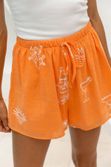 Tulum Shorts - Margarita Print - Orange - The Self Styler