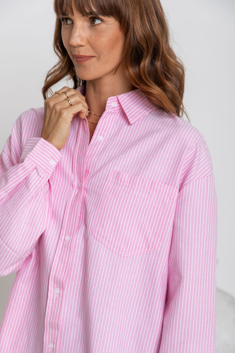 Bentley Relaxed-Fit Shirt - Pink Stripe - The Self Styler