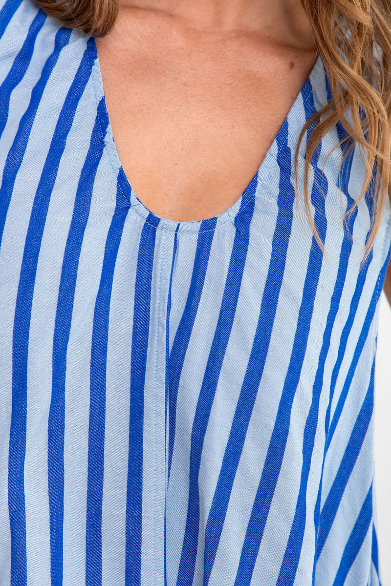 Nixie Swing Dress - Blue Stripe - The Self Styler