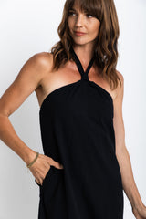 Bella Halter Midi Dress - Black - The Self Styler