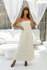 Ava Strapless Maxi Dress - Cream - The Self Styler