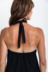Bella Halter Midi Dress - Black - The Self Styler