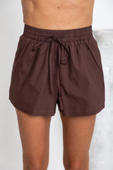 Fletcher Cotton Poplin Shorts - Choc - The Self Styler