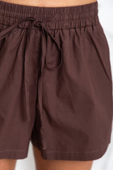 Fletcher Cotton Poplin Shorts - Choc - The Self Styler