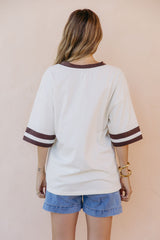Stevie Relaxed-Fit V-Neck Tee - Butter and Chocolate - The Self Styler