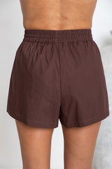 Fletcher Cotton Poplin Shorts - Choc - The Self Styler