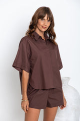 Cameron Cotton Shirt - Choc - The Self Styler