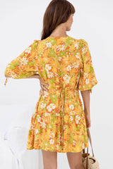Tuscany Mini Dress - Orange Floral - The Self Styler