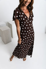Clarissa Polka Dot Maxi Dress - Chocolate and White - The Self Styler