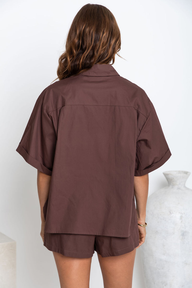 Cameron Cotton Shirt - Choc - The Self Styler