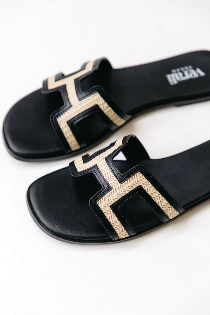 Sandra Slides - Black Raffia - The Self Styler