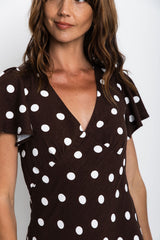 Clarissa Polka Dot Maxi Dress - Chocolate and White - The Self Styler