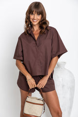 Cameron Cotton Shirt - Choc - The Self Styler